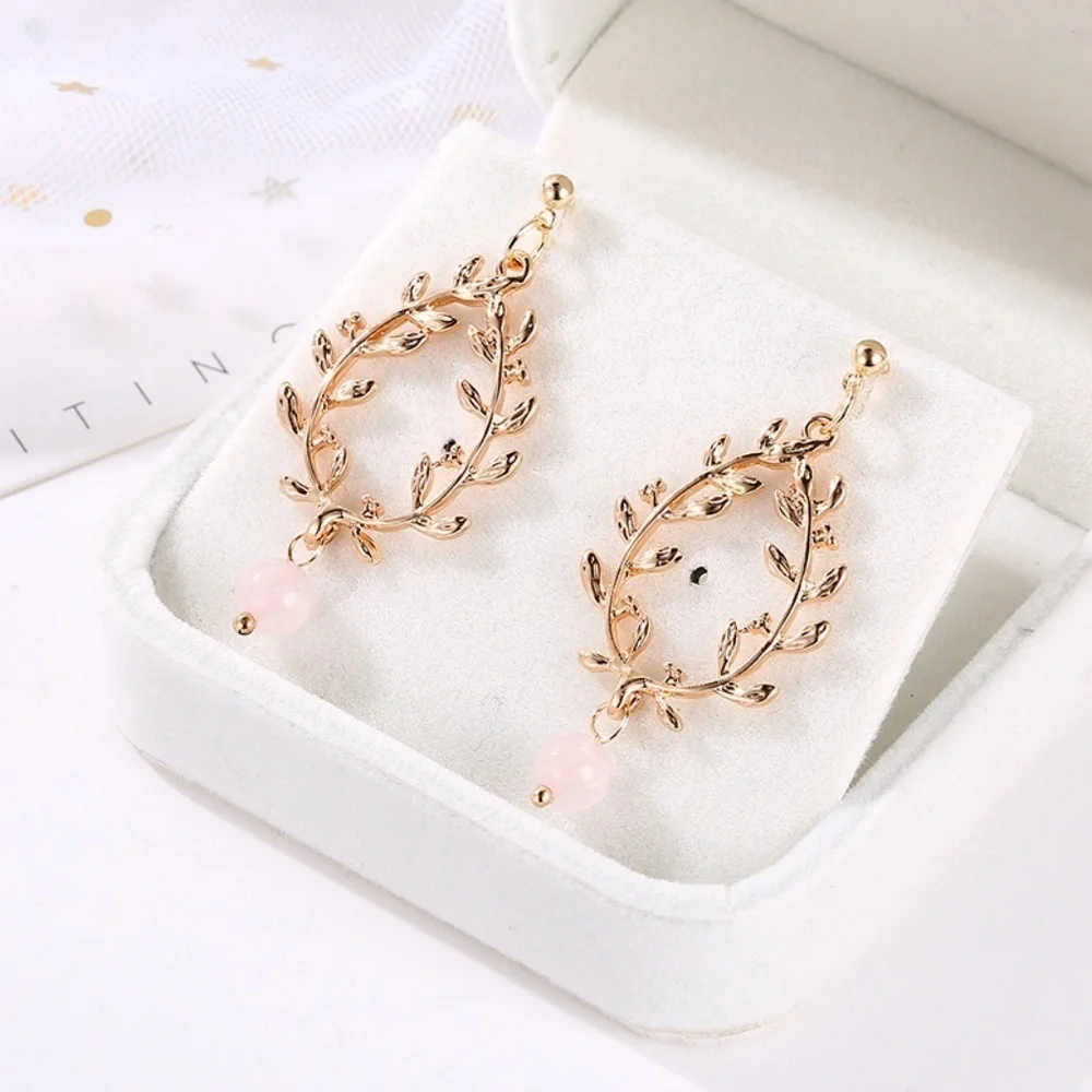 *EDETTA* Gold x Pink Leaf Fashion Earrings